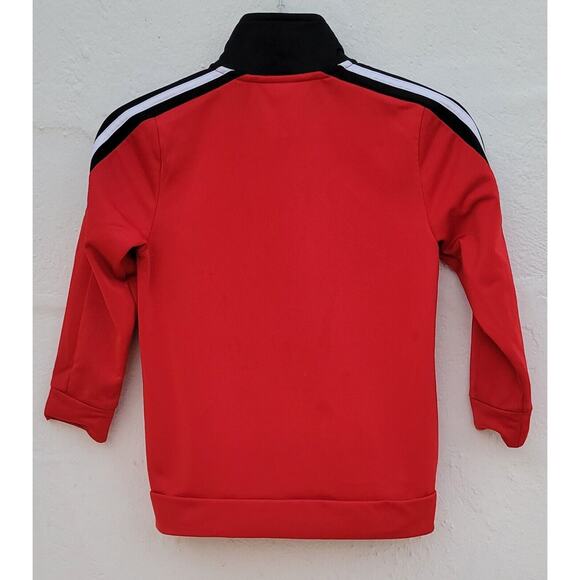 Boys Adidas Track Jacket Size 7 Red Black White High Neck Zip Up Mock Neck - Picture 4 of 7